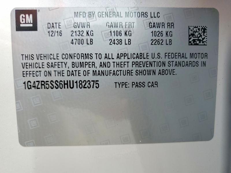 54695326 :رقم المزاد ، 1G4ZR5SS6HU182375 vin ، 2017 Buick Lacrosse مزاد بيع