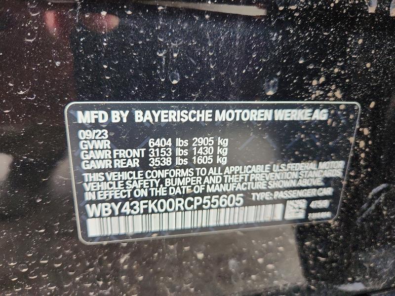 Aukcja sprzedaży 2024 Bmw I5, vin: WBY43FK00RCP55605, numer aukcji: 54435116