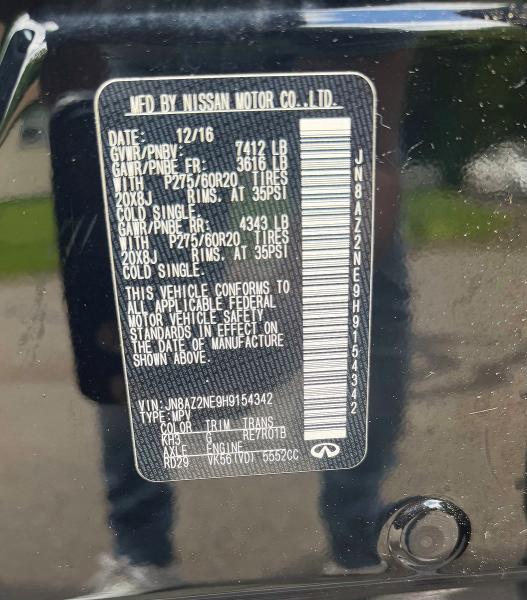 55564386 :رقم المزاد ، JN8AZ2NE9H9154342 vin ، 2017 Infiniti Qx80 مزاد بيع