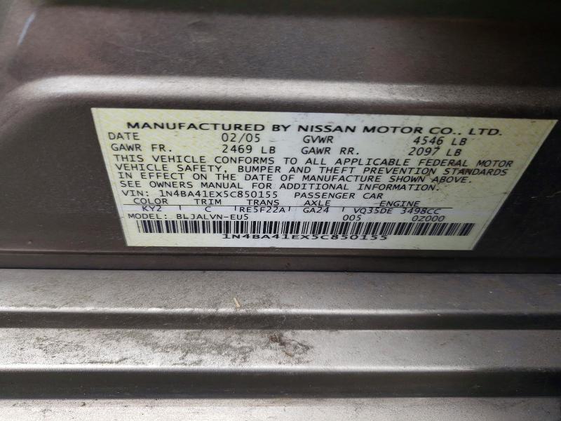 Продажа на аукционе авто 2005 Nissan Maxima, vin: 1N4BA41EX5C850155, номер лота: 54944746