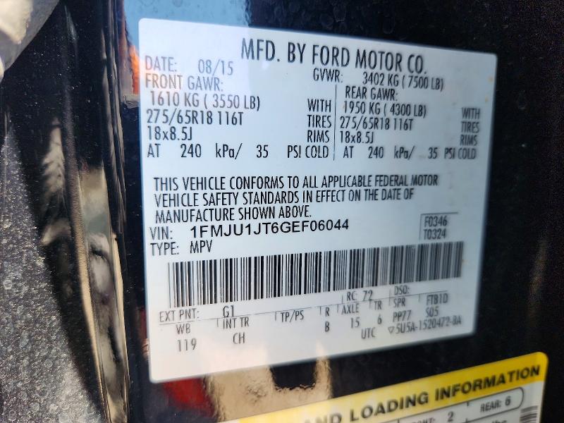 2016 Ford Expedition მანქანა იყიდება აუქციონზე, vin: 1FMJU1JT6GEF06044, აუქციონის ნომერი: 53023966