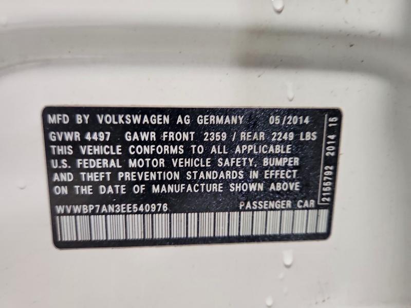 2014 Volkswagen Cc მანქანა იყიდება აუქციონზე, vin: WVWBP7AN3EE540976, აუქციონის ნომერი: 52273526