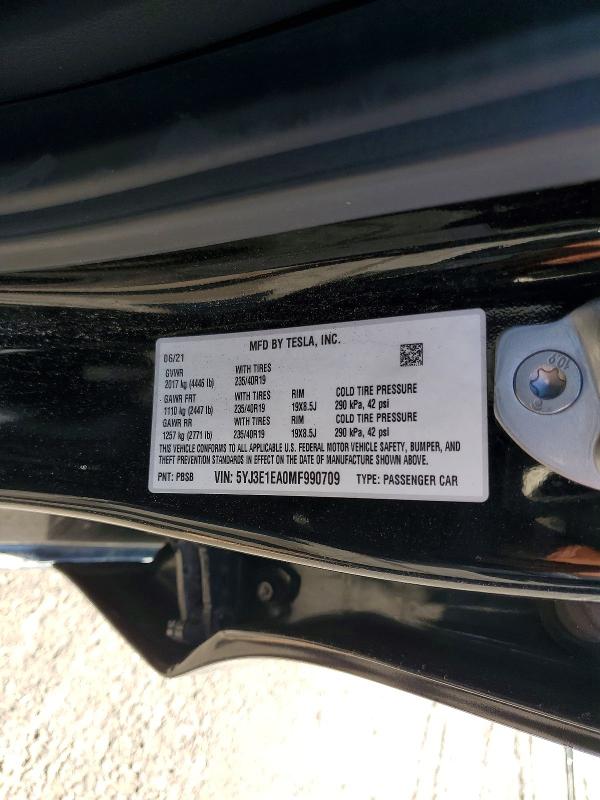 Продаж на аукціоні авто 2021 Tesla Model 3, vin: 5YJ3E1EA0MF990709, номер лоту: 52185136