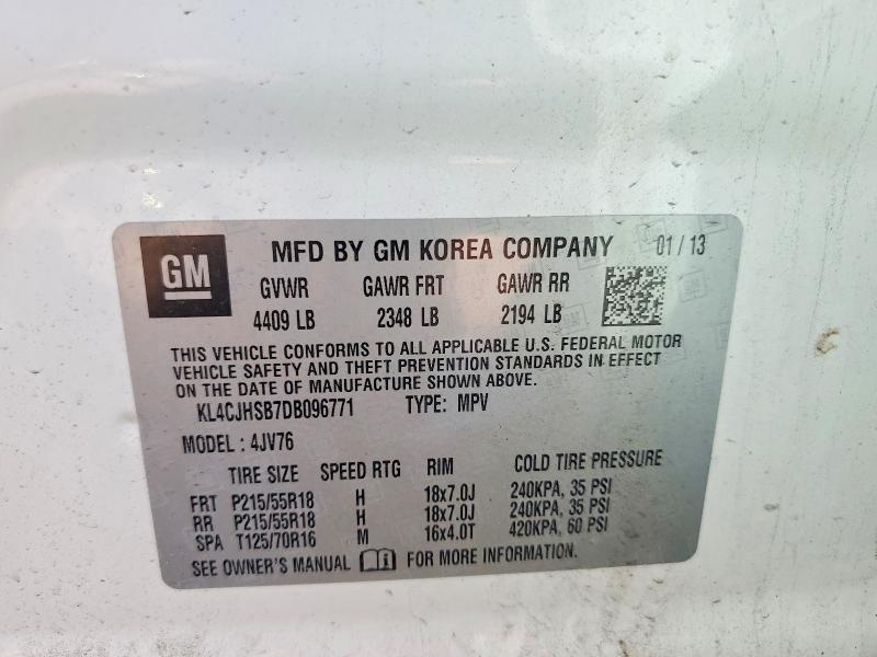 55162516 :رقم المزاد ، KL4CJHSB7DB096771 vin ، 2013 Buick Encore مزاد بيع
