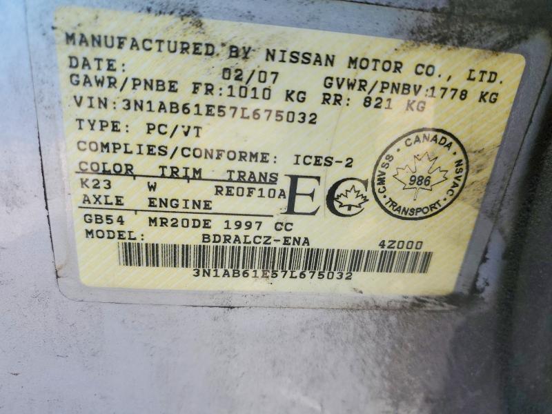 Продажа на аукционе авто 2007 Nissan Sentra, vin: 3N1AB61E57L675032, номер лота: 53629156