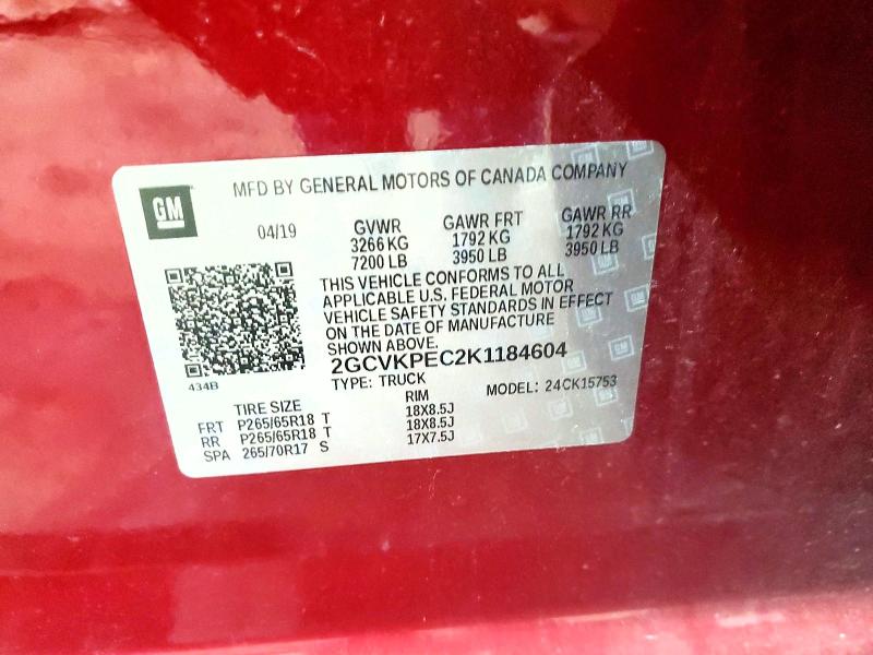 2019 Chevrolet Silverado Ld მანქანა იყიდება აუქციონზე, vin: 2GCVKPEC2K1184604, აუქციონის ნომერი: 54902536