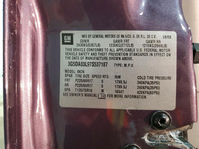 Aukcja sprzedaży 2007 Buick Rendezvous, vin: 3G5DA03L97S537187, numer aukcji: 52586536
