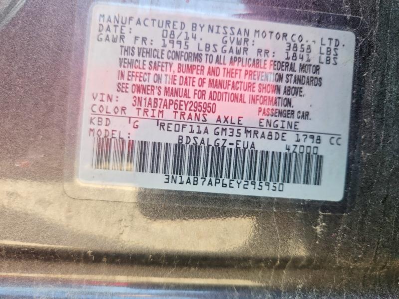 55175696 :رقم المزاد ، 3N1AB7AP6EY295950 vin ، 2014 Nissan Sentra مزاد بيع