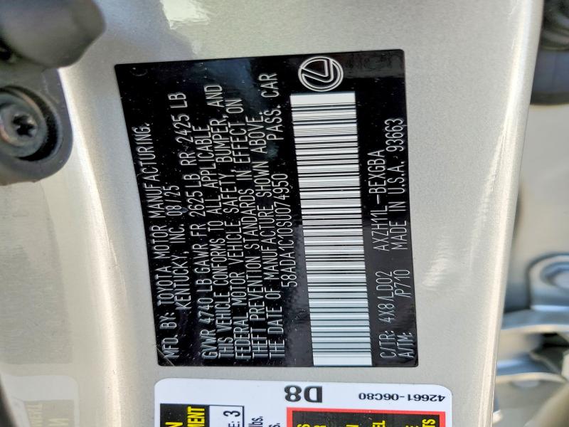 Aukcja sprzedaży 2025 Lexus Es 300h, vin: 58ADA1C10SU074950, numer aukcji: 54208566