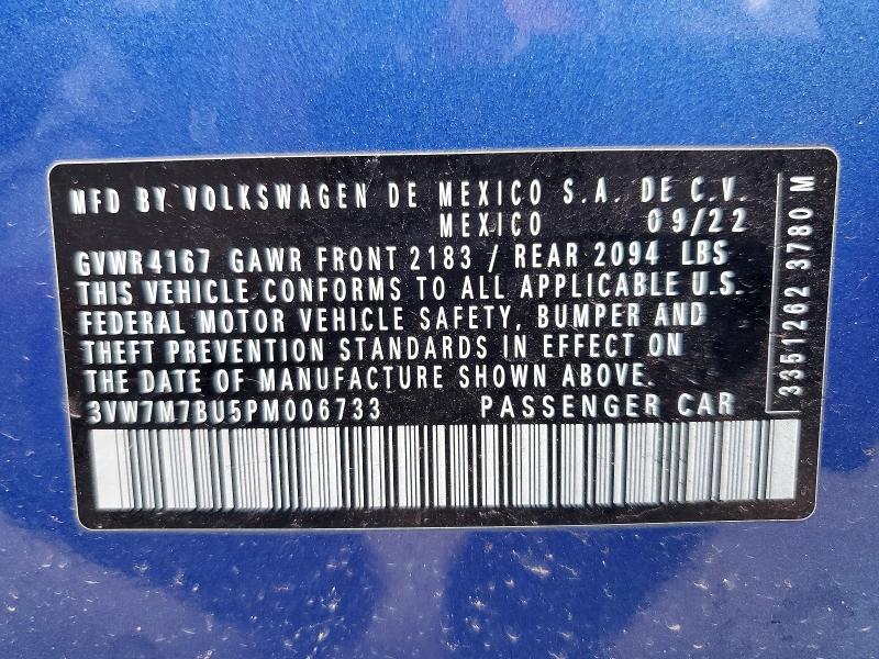 Продажа на аукционе авто 2023 Volkswagen Jetta, vin: 3VW7M7BU5PM006733, номер лота: 54617036