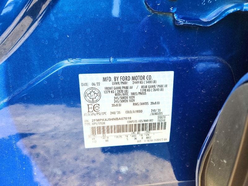 Aukcja sprzedaży 2022 Ford Edge, vin: 2FMPK4J94NBA67618, numer aukcji: 52682986