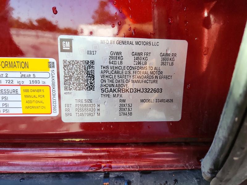 Продажа на аукционе авто 2017 Buick Enclave, vin: 5GAKRBKD3HJ322603, номер лота: 52818456
