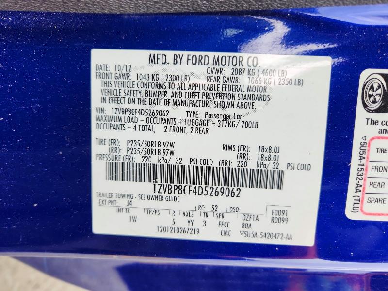 Продажа на аукционе авто 2013 Ford Mustang, vin: 1ZVBP8CF4D5269062, номер лота: 53920056