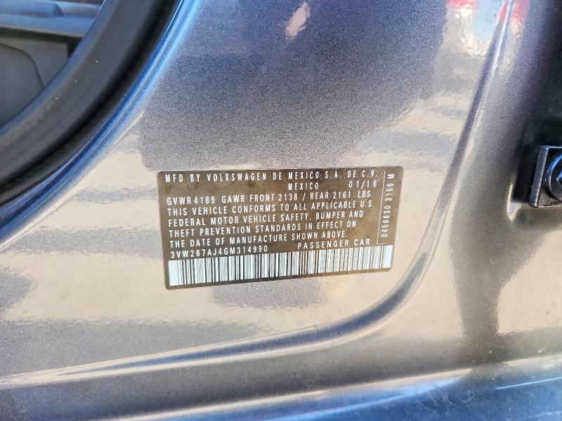 55553926 :رقم المزاد ، 3VW267AJ4GM314990 vin ، 2016 Volkswagen Jetta مزاد بيع