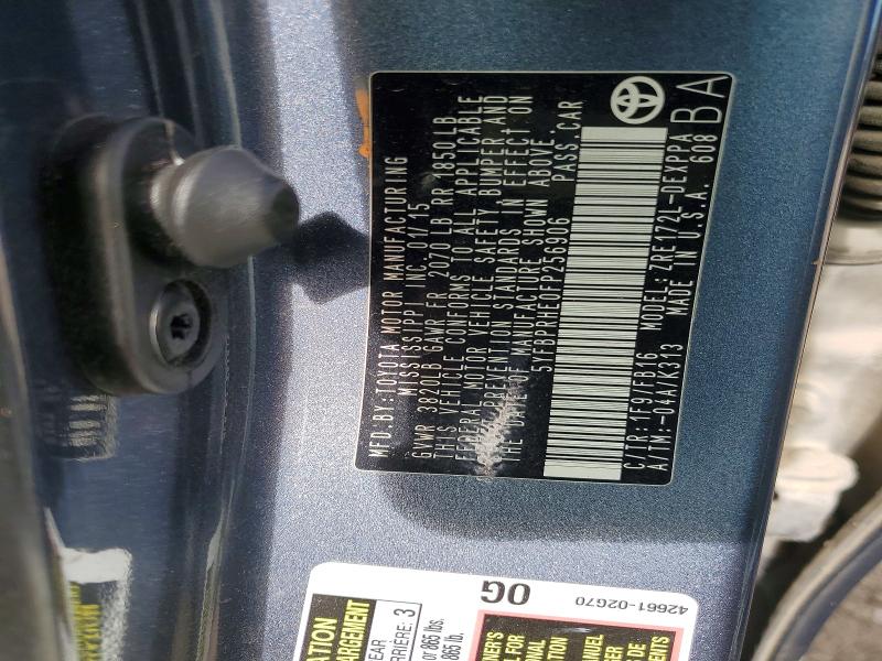 54193596 :رقم المزاد ، 5YFBPRHE0FP256906 vin ، 2015 Toyota Corolla مزاد بيع