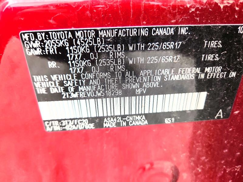 2018 Toyota Rav4 მანქანა იყიდება აუქციონზე, vin: 2T3WFREV0JW518298, აუქციონის ნომერი: 54775826