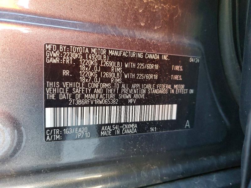 53542136 :رقم المزاد ، 2T3B6RFV1RW065382 vin ، 2024 Toyota Rav4 مزاد بيع