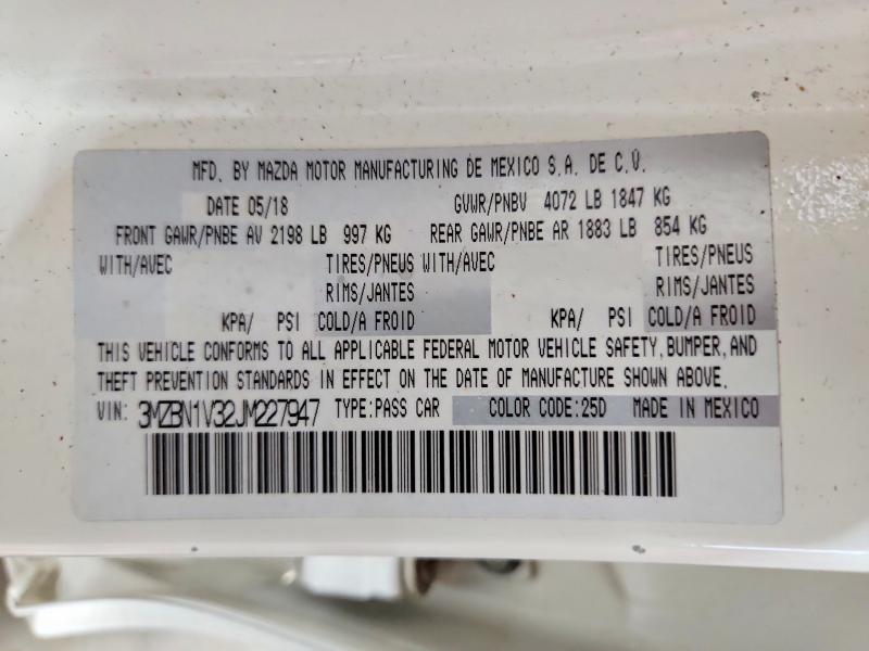 Продаж на аукціоні авто 2018 Mazda 3, vin: 3MZBN1V32JM227947, номер лоту: 54719746