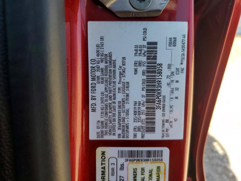 Aukcja sprzedaży 2017 Ford Fusion, vin: 3FA6P0K93HR158058, numer aukcji: 54688016