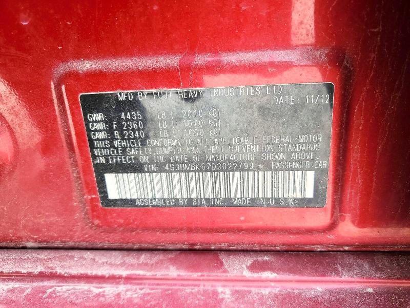 Aukcja sprzedaży 2013 Subaru Legacy, vin: 4S3BMBK67D3022799, numer aukcji: 54694396