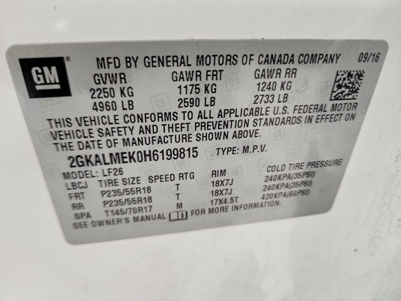 Продажа на аукционе авто 2017 Gmc Terrain, vin: 2GKALMEK0H6199815, номер лота: 53618746