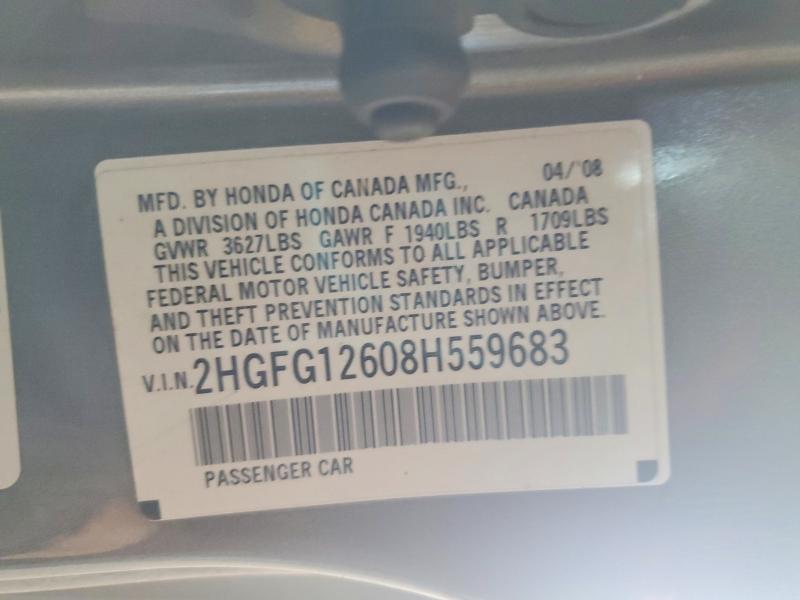 Продажа на аукционе авто 2008 Honda Civic, vin: 2HGFG12608H559683, номер лота: 54694436