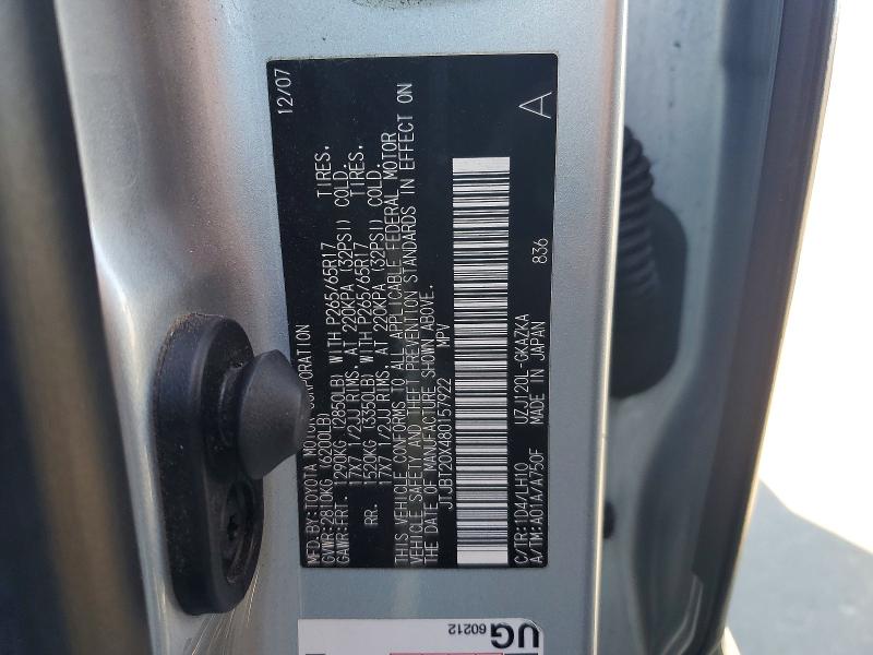 53926406 :رقم المزاد ، JTJBT20X480157922 vin ، 2008 Lexus Gx مزاد بيع