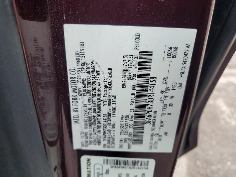 Aukcja sprzedaży 2013 Ford Fusion, vin: 3FA6P0H73DR144158, numer aukcji: 54170186