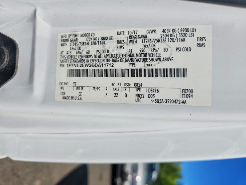 2013 Ford Econoline მანქანა იყიდება აუქციონზე, vin: 1FTNE2EW2DDA11712, აუქციონის ნომერი: 52878186