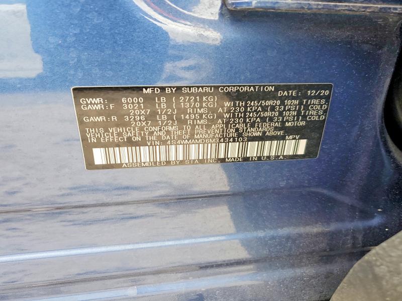 Продажа на аукционе авто 2021 Subaru Ascent, vin: 4S4WMAMD6M3434103, номер лота: 54150556
