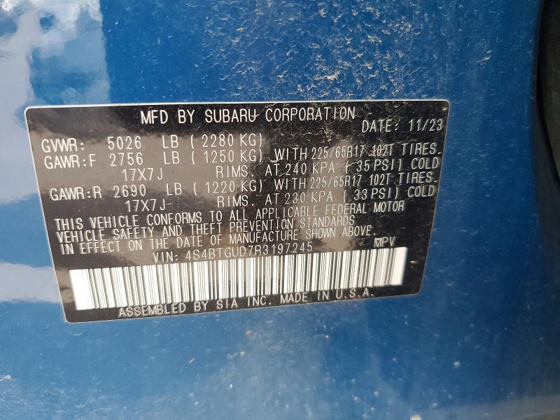 Продаж на аукціоні авто 2024 Subaru Outback, vin: 4S4BTGUD7R3197245, номер лоту: 54074966