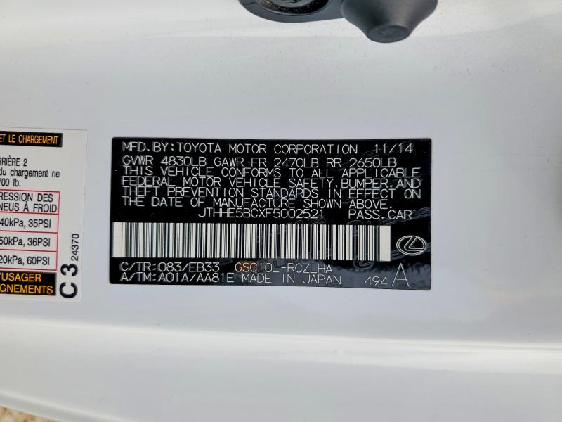 Продажа на аукционе авто 2015 Lexus Rc, vin: JTHHE5BCXF5002521, номер лота: 54967616