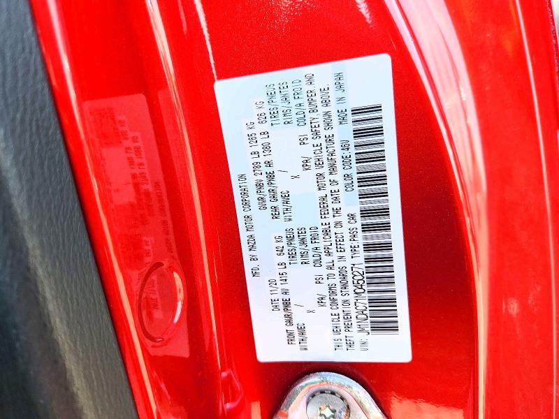 2021 Mazda Mx-5 Miata მანქანა იყიდება აუქციონზე, vin: JM1NDAC71M0450271, აუქციონის ნომერი: 54819926