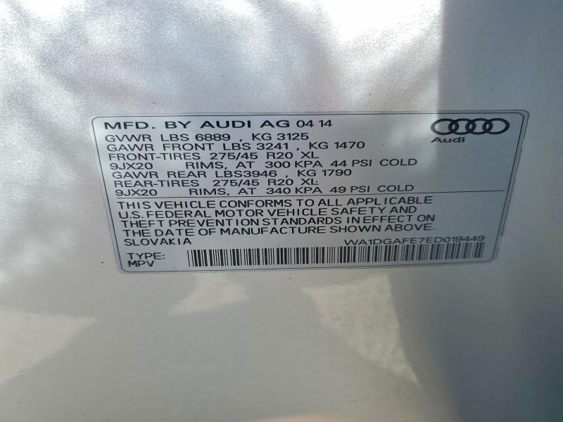 Aukcja sprzedaży 2014 Audi Q7, vin: WA1DGAFE7ED019449, numer aukcji: 53312886