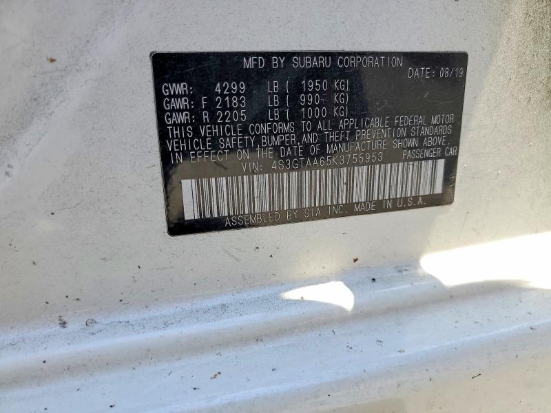 Продажа на аукционе авто 2019 Subaru Impreza, vin: 4S3GTAA65K3755953, номер лота: 52433436