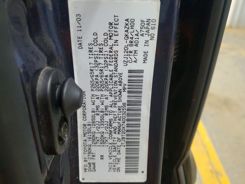 Auction sale of the 2004 Lexus Gx, vin: JTJBT20X740032598, lot number: 54813946