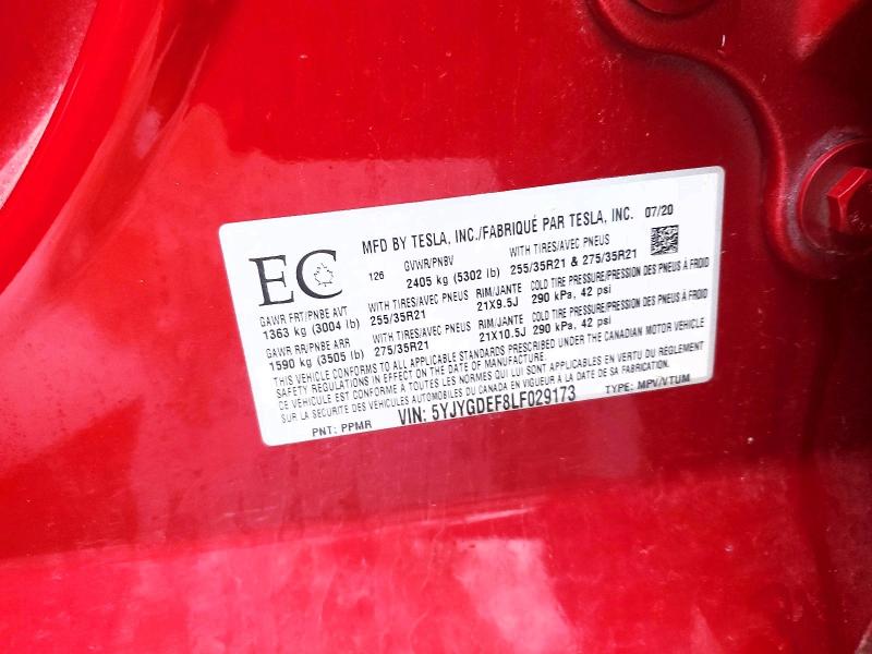 Aukcja sprzedaży 2020 Tesla Model Y, vin: 5YJYGDEF8LF029173, numer aukcji: 52483606