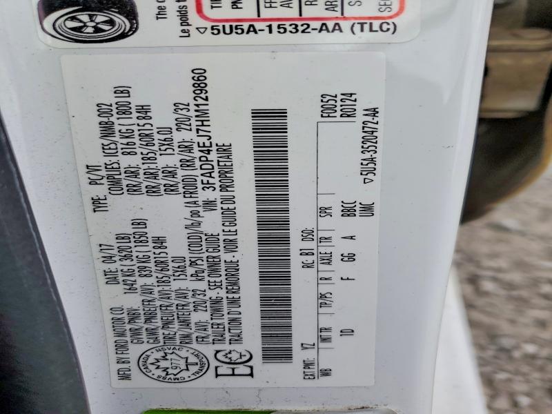 2017 Ford Fiesta მანქანა იყიდება აუქციონზე, vin: 3FADP4EJ7HM129860, აუქციონის ნომერი: 55080686