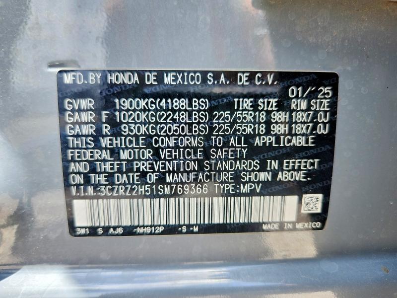 55032206 :رقم المزاد ، 3CZRZ2H51SM769366 vin ، 2025 Honda Hr-v مزاد بيع