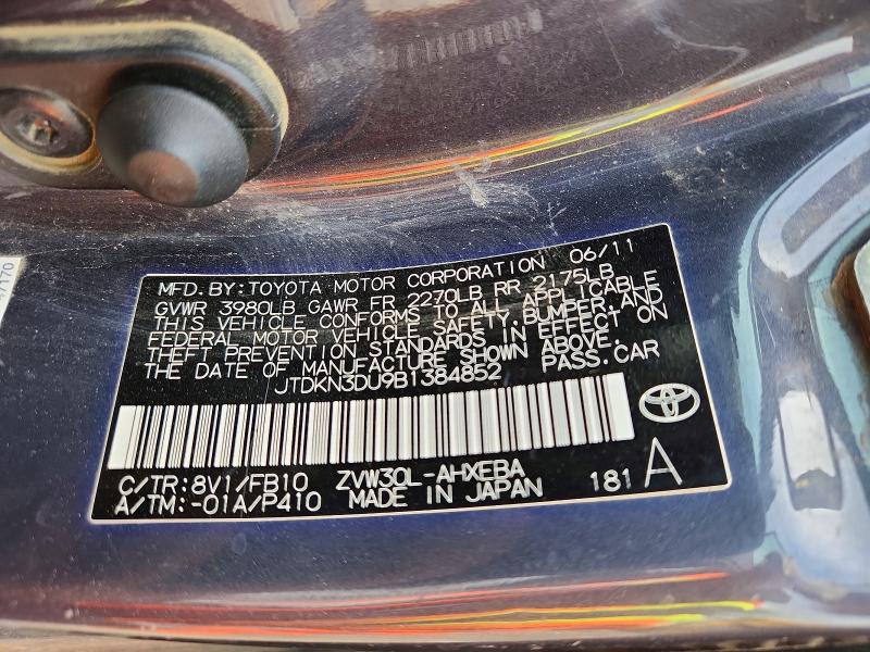 Продаж на аукціоні авто 2011 Toyota Prius, vin: JTDKN3DU9B1384852, номер лоту: 54710016