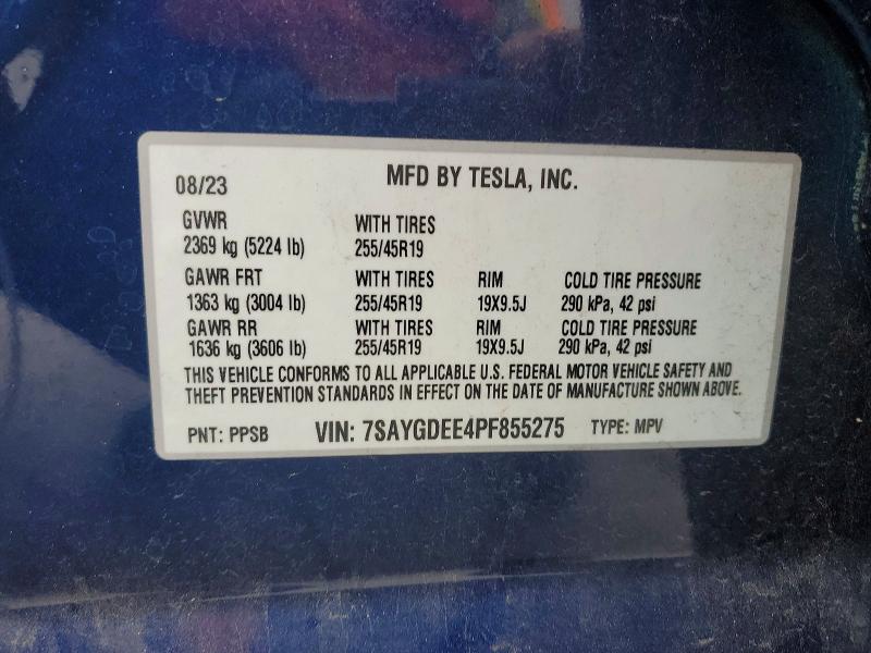 2023 Tesla Model Y მანქანა იყიდება აუქციონზე, vin: 7SAYGDEE4PF855275, აუქციონის ნომერი: 51470796