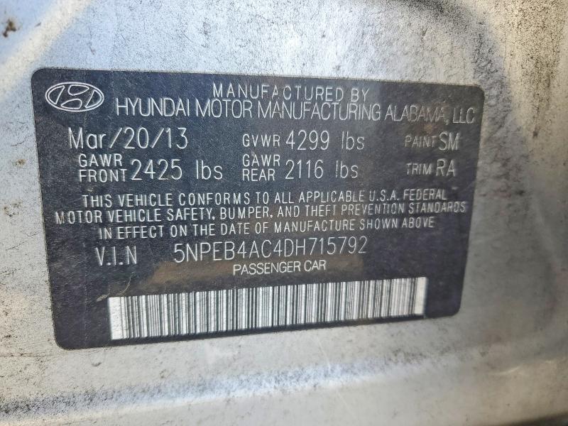 Aukcja sprzedaży 2013 Hyundai Sonata, vin: 5NPEB4AC4DH715792, numer aukcji: 52867166
