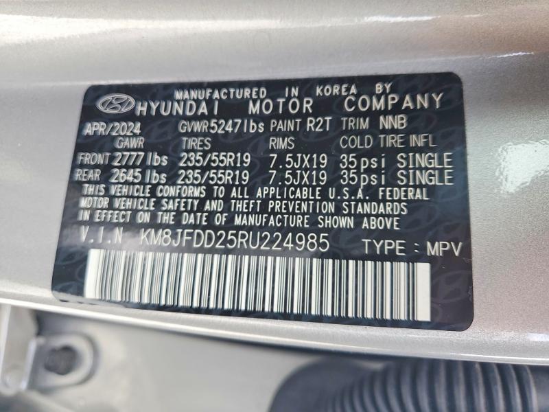 2024 Hyundai Tucson მანქანა იყიდება აუქციონზე, vin: KM8JFDD25RU224985, აუქციონის ნომერი: 55173026