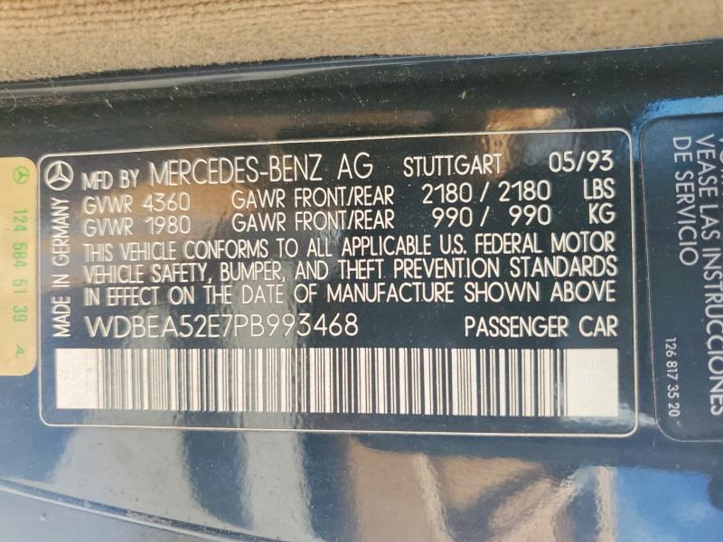 Aukcja sprzedaży 1993 Mercedes-benz 300, vin: WDBEA52E7PB993468, numer aukcji: 55213266