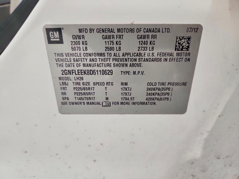 Продажа на аукционе авто 2013 Chevrolet Equinox, vin: 2GNFLEEK8D6110629, номер лота: 54185716