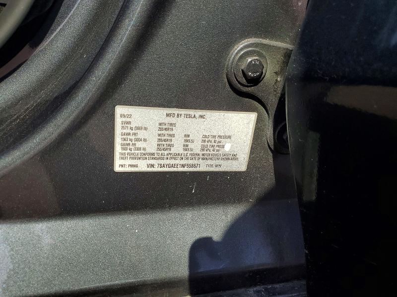 Aukcja sprzedaży 2022 Tesla Model Y, vin: 7SAYGAEE1NF558671, numer aukcji: 54867086