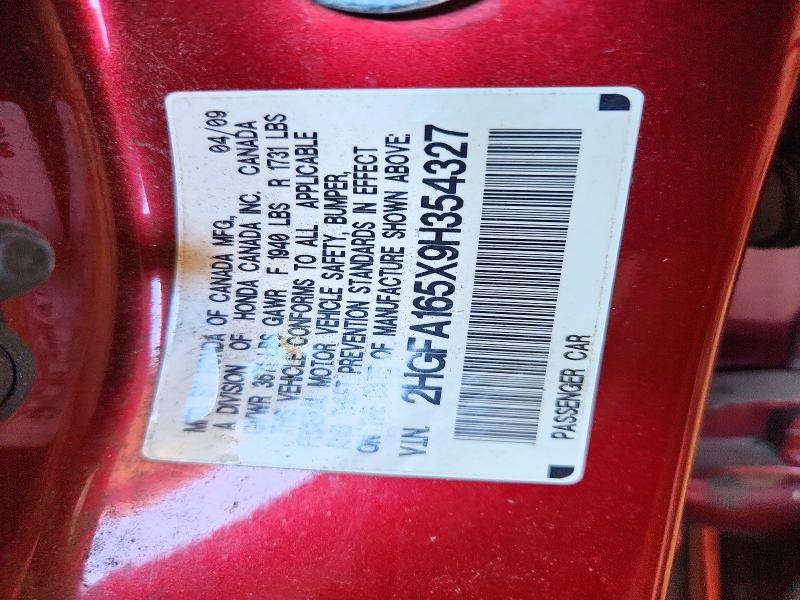 Aukcja sprzedaży 2009 Honda Civic, vin: 2HGFA165X9H354327, numer aukcji: 51687366