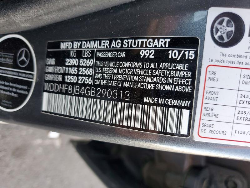 55494136 :رقم المزاد ، WDDHF8JB4GB290313 vin ، 2016 Mercedes-benz E مزاد بيع
