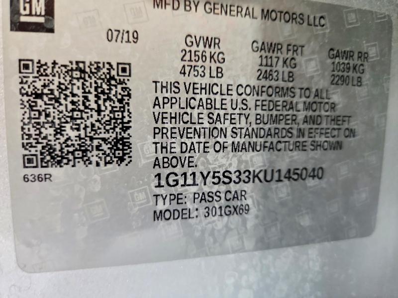 Продажа на аукционе авто 2019 Chevrolet Impala, vin: 1G11Y5S33KU145040, номер лота: 53811376