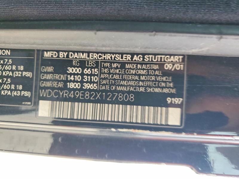 Aukcja sprzedaży 2002 Mercedes-benz G, vin: WDCYR49E82X127808, numer aukcji: 52341456